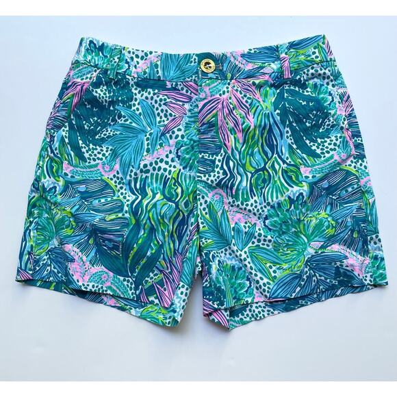 Lilly Pulitzer Gretchen High Rise Shorts Botanical Print 5" Inseam Size 00 - Picture 1 of 7